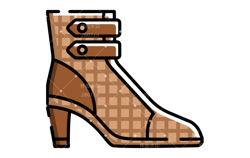 手绘棕色高跟鞋MBE风icon