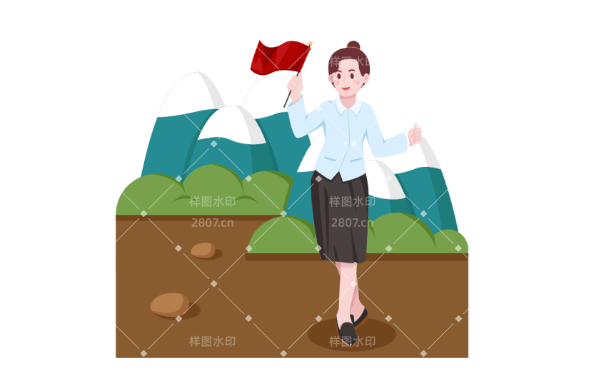 手绘女孩人物角色导游元素5