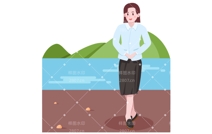 手绘女孩人物角色导游元素2