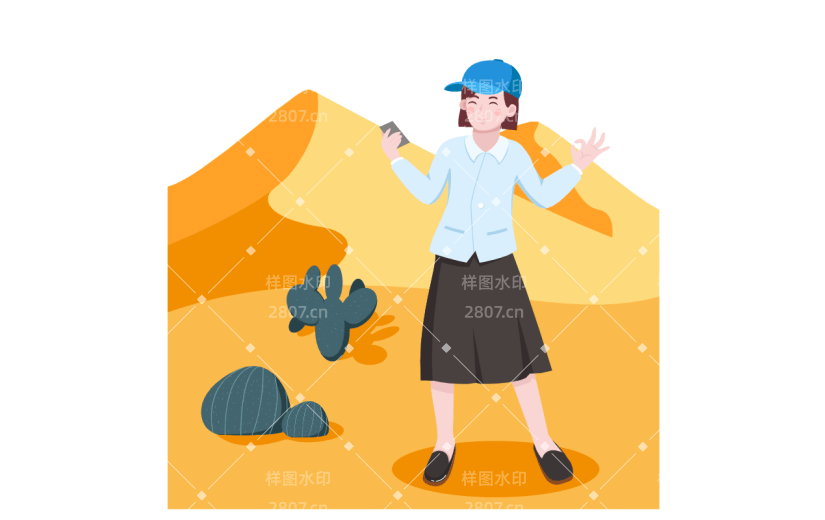 手绘女孩人物角色导游元素1