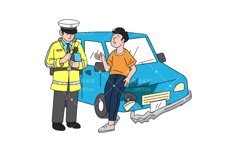 韩漫风格车祸现场交警执法场景1