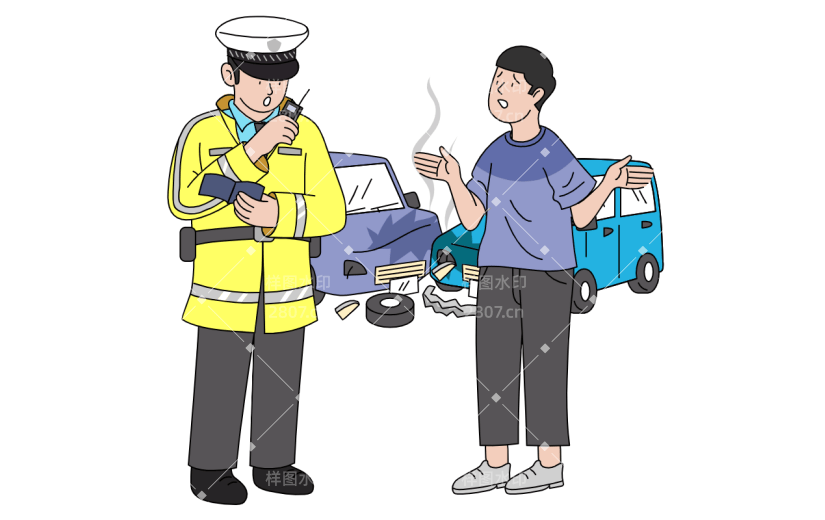 韩漫风格车祸现场交警执法场景2