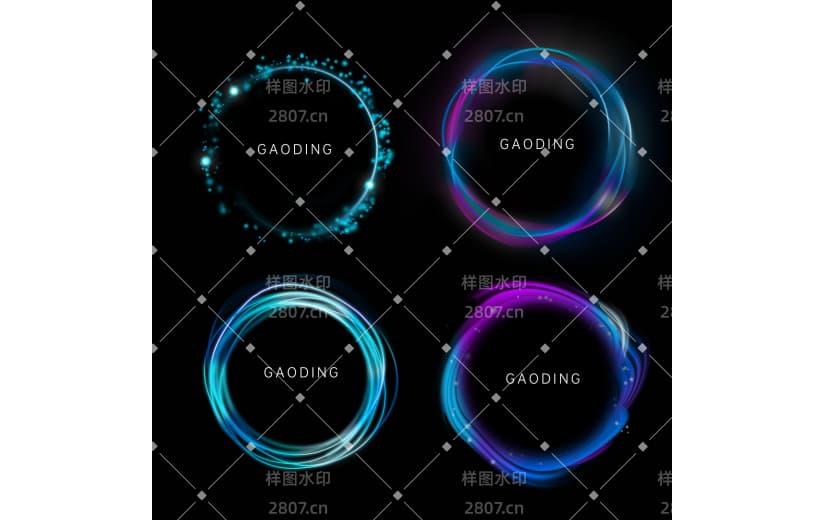 蓝紫色科技圆形光效元素