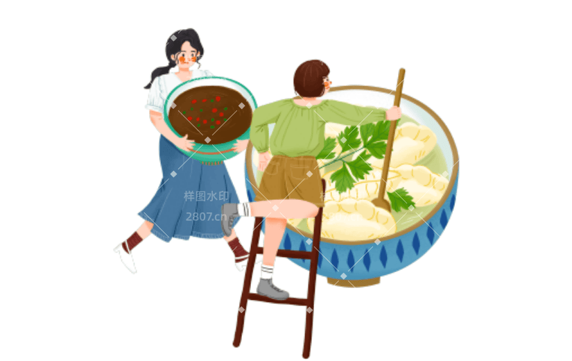 立冬元素创意贴纸-手绘