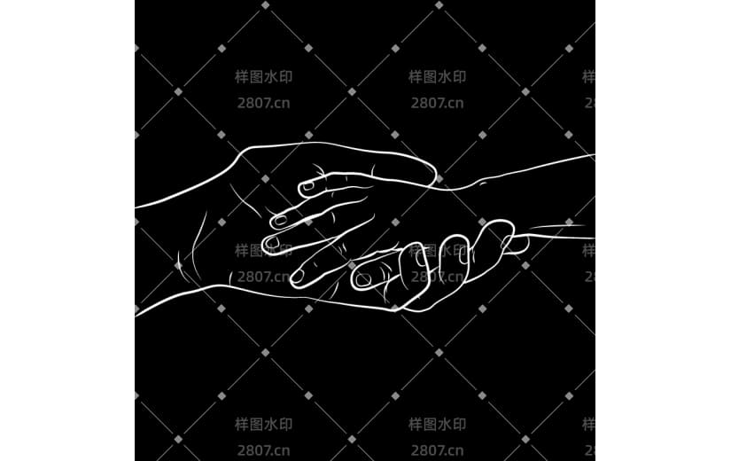 父亲节简约线头手部牵手元素素材