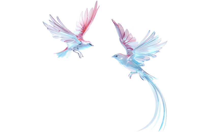 七夕情人节系列质感喜鹊组合通用元素素材