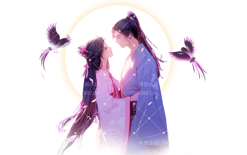 七夕情人节牛郎织女情侣人物元素素材