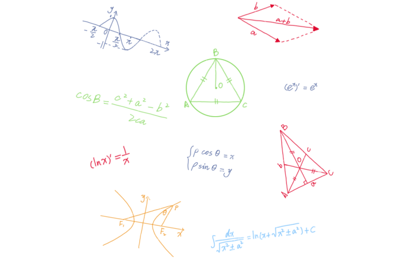 教育高考涂鸦插画数学公式装饰元素素材