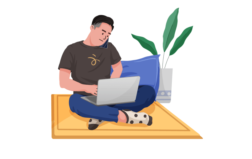 男士在家办公职业元素