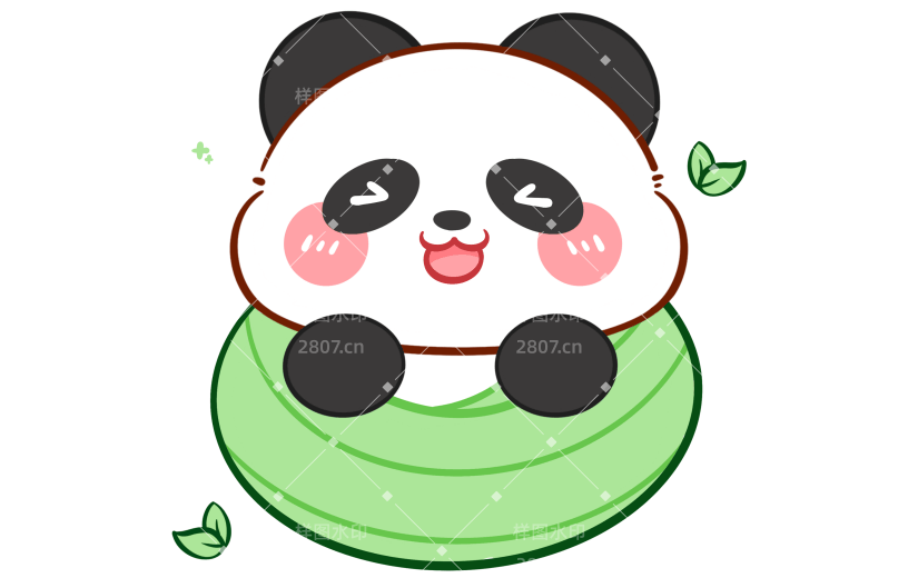 端午节可爱Q版卡通彩色描边插画熊猫角色贴纸