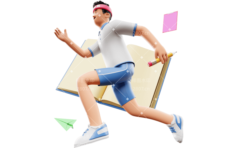 高考通用3D立体C4D高考冲刺人物组合元素素材