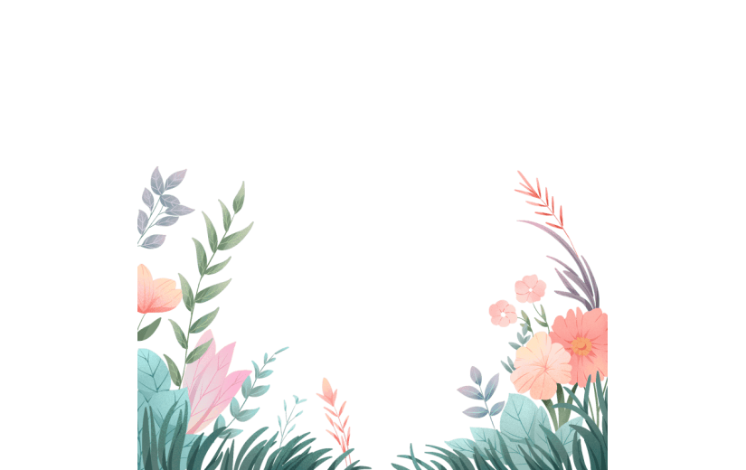 清新插画植物花朵花卉边框