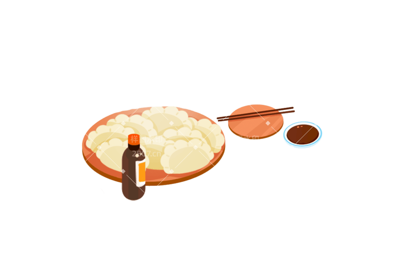卡通感二十四节气饺子元素贴纸