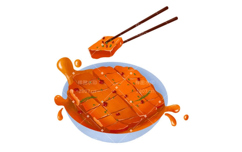 手绘麻婆豆腐飞溅食物贴纸