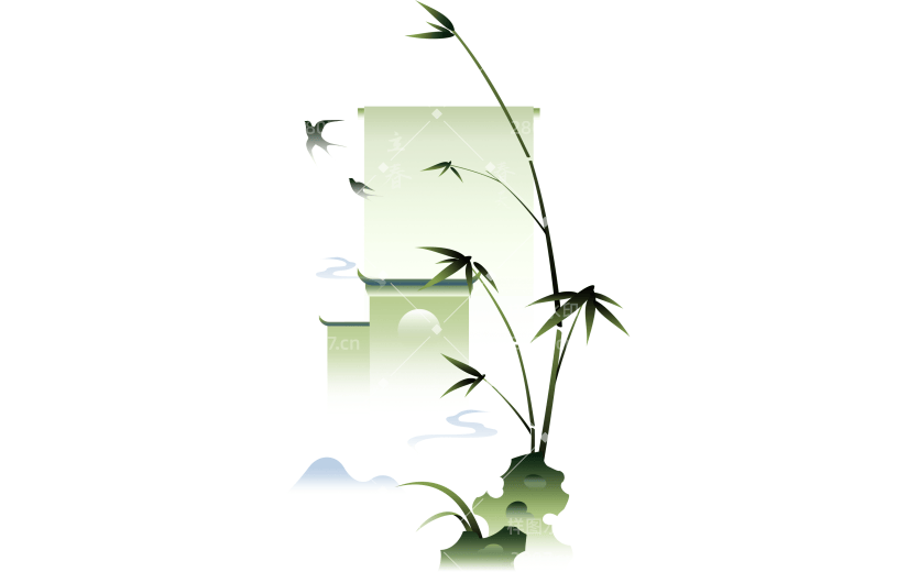 立春&春天简约扁平渐变国风植物元素