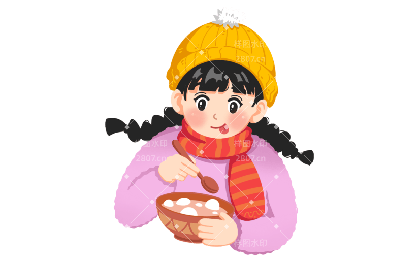 卡通感冬至女生元素贴纸