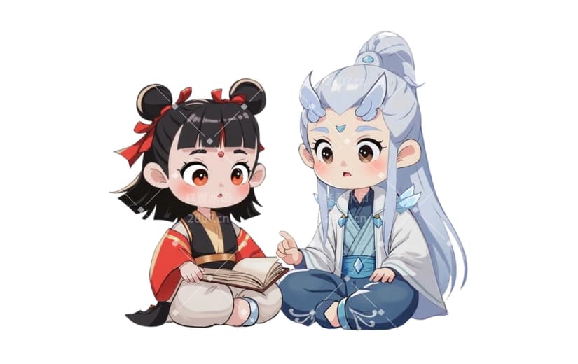 哪吒熬丙教育培训可爱感插画AIGC