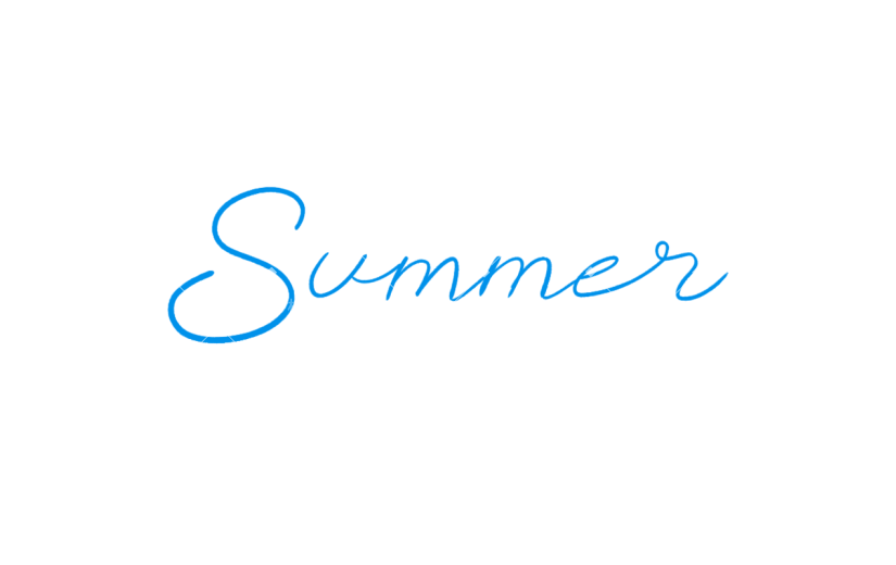夏天夏季通用手写英文SUMMER蓝色艺术字元素素材