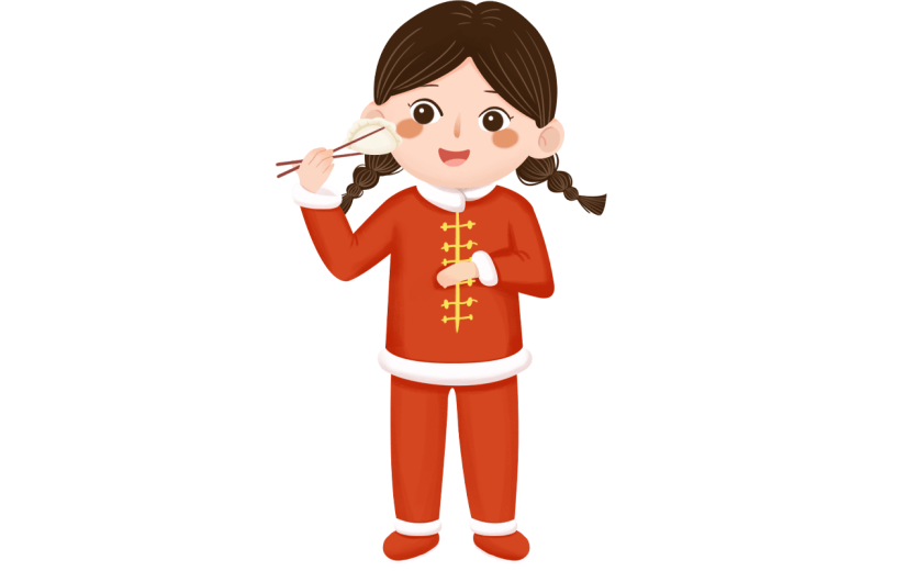 中国风二十四节气冬至吃饺子元素贴纸