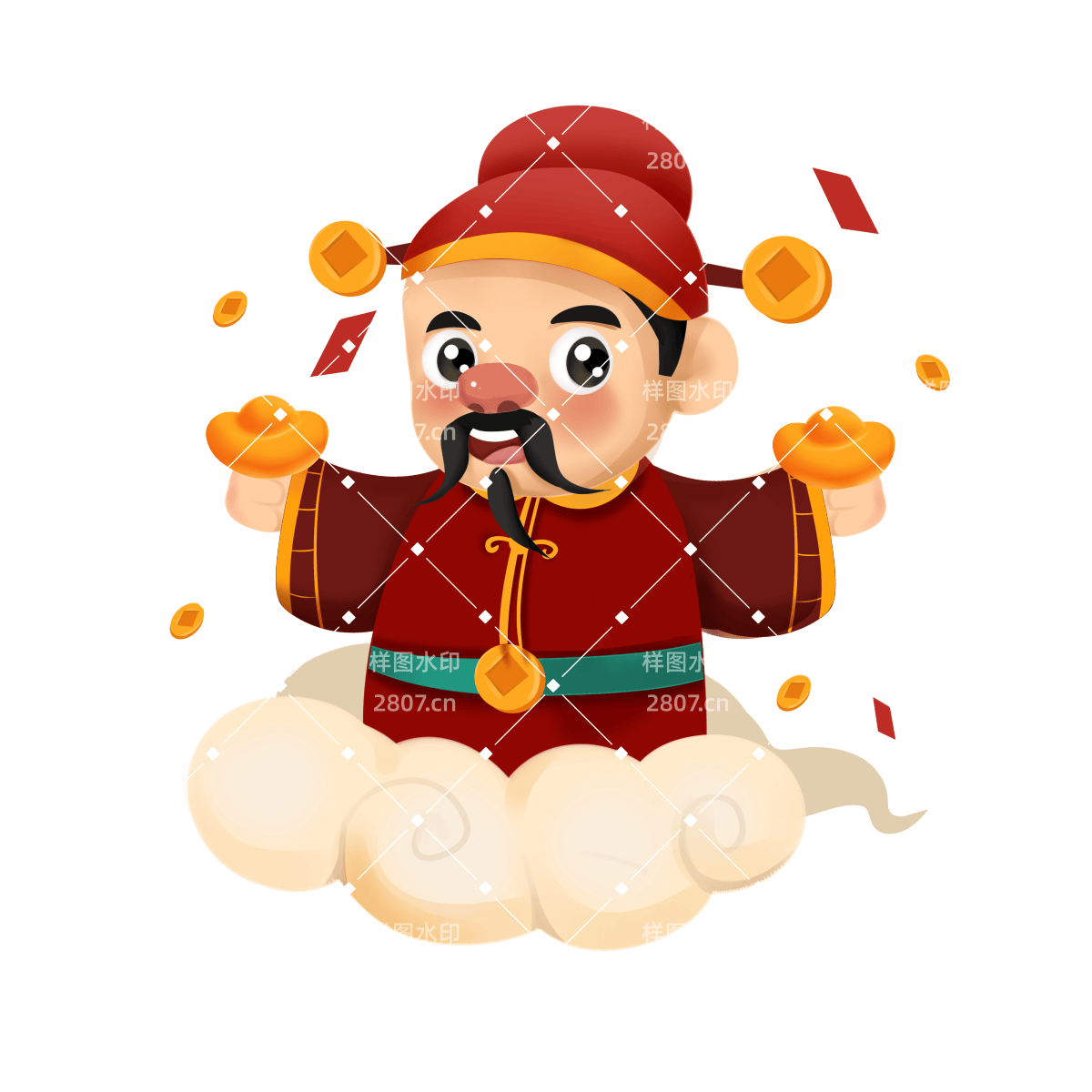 春节新年喜庆愿望财神送元宝