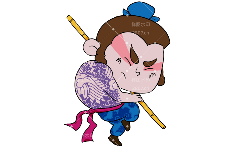 手绘Q版史进水浒传元素贴纸