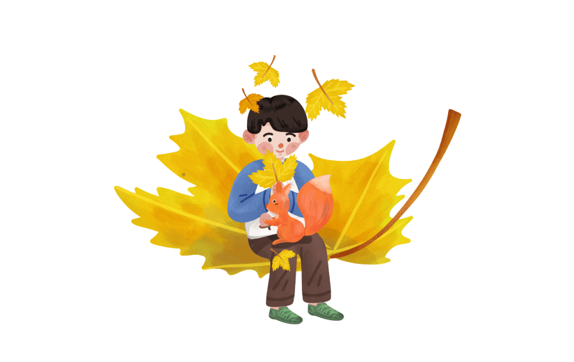 手绘-秋分元素人物贴纸5