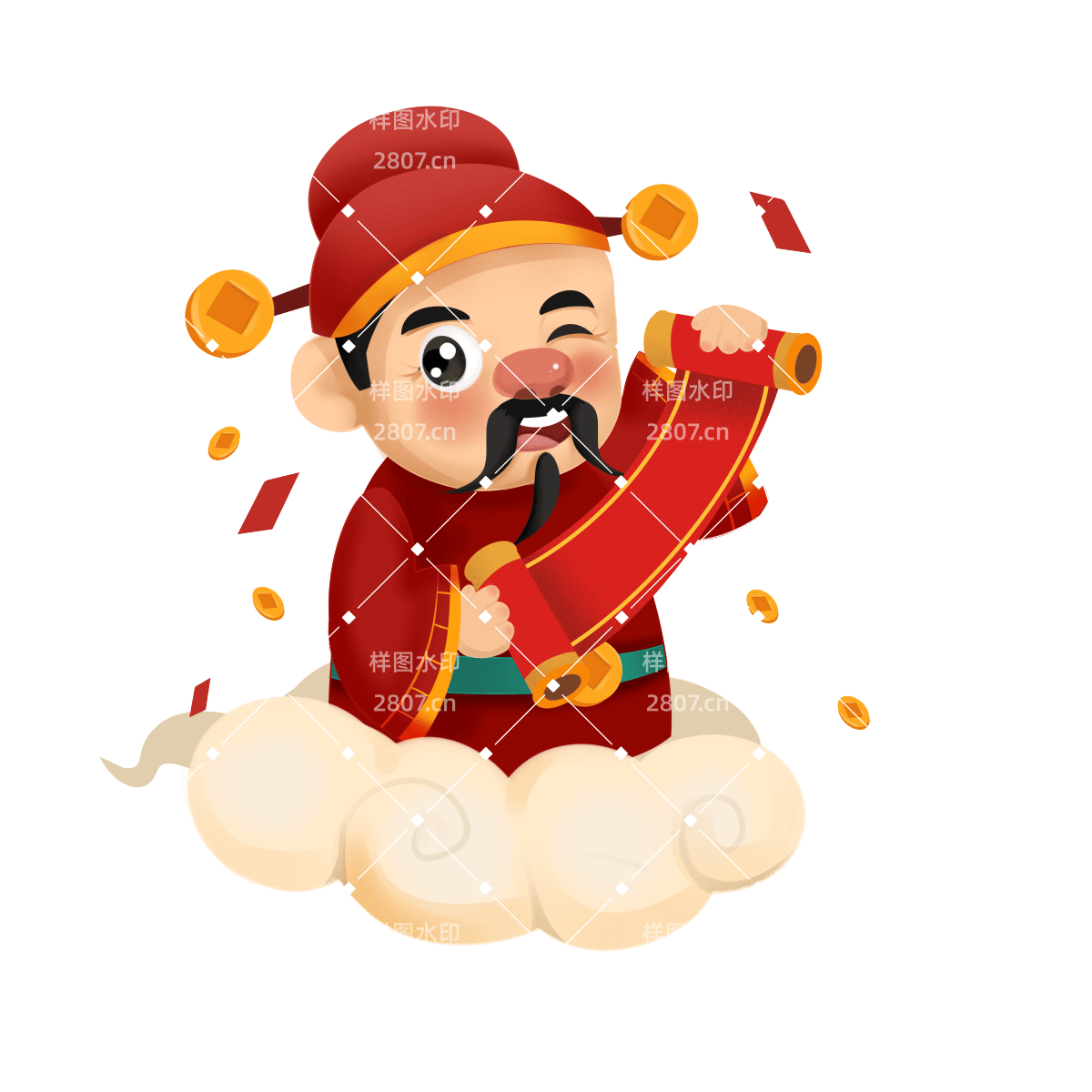 春节新年喜庆愿望财神送祝福
