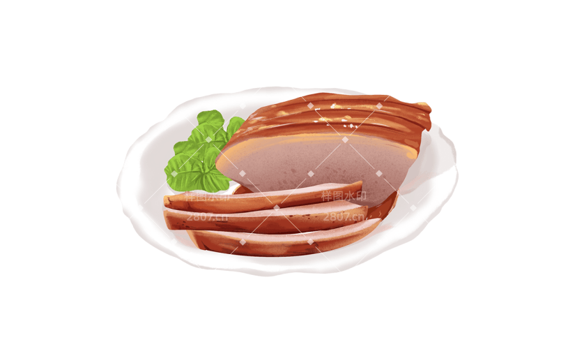 手绘午餐肉中秋各地食物元素