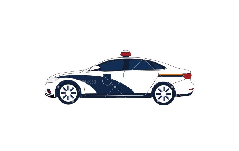 手绘卡通警车警察工具元素