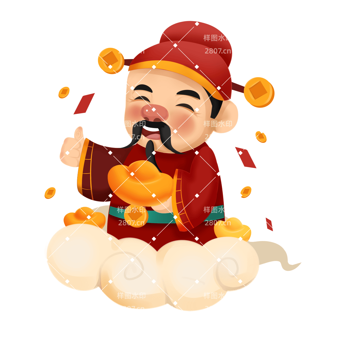 春节新年喜庆愿望财神洒红包