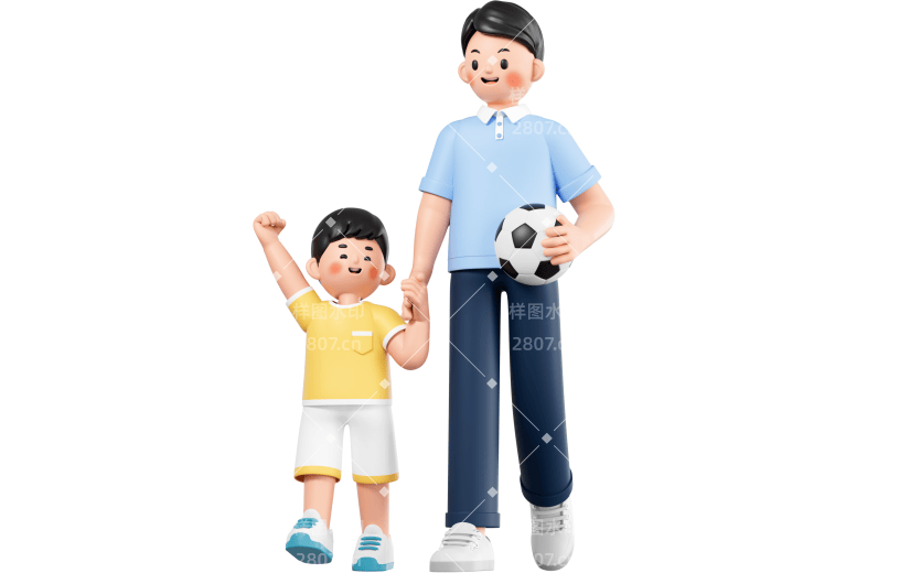 父亲节通用3D亲子人物大尺寸元素素材