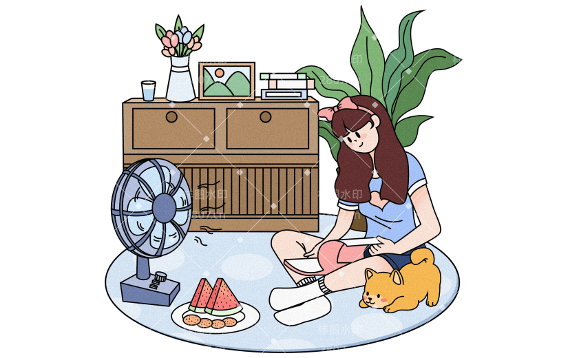 夏至通用粗描边夏至休闲人物元素素材