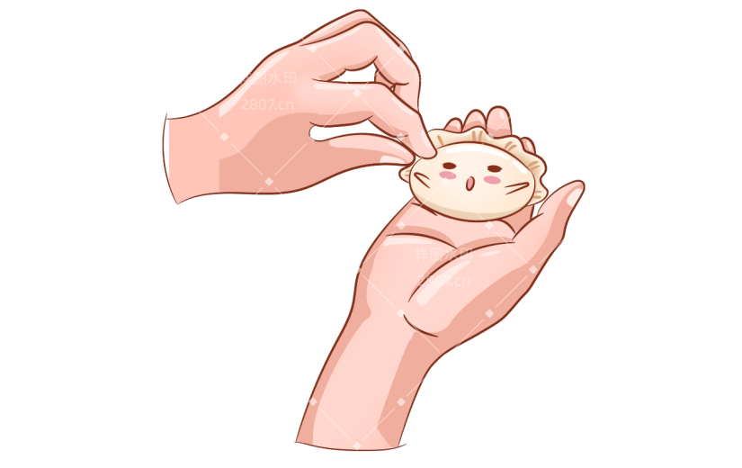 卡通感冬至包饺子元素贴纸