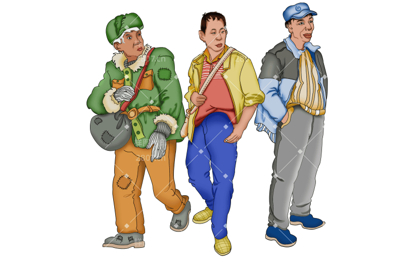 手绘中年男人复古人物常规贴纸