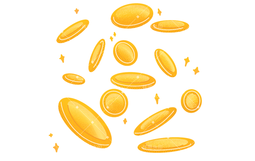 手绘金币新年元素