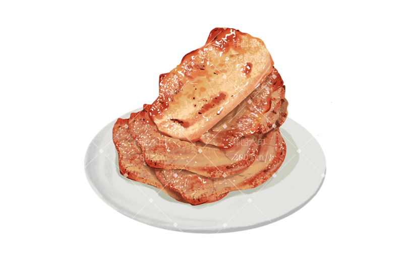 手绘烤肉片中秋各地食物元素