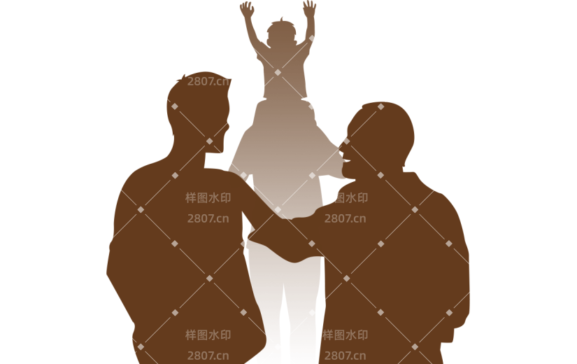 父亲节简约父子人物剪影元素素材