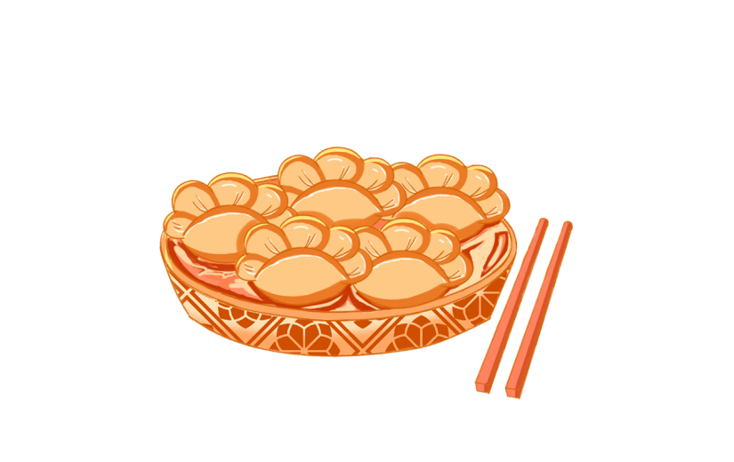 卡通风冬至饺子元素贴纸