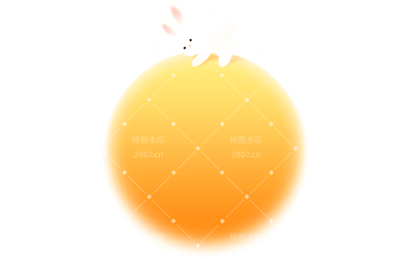 中秋节弥散渐变兔子元素