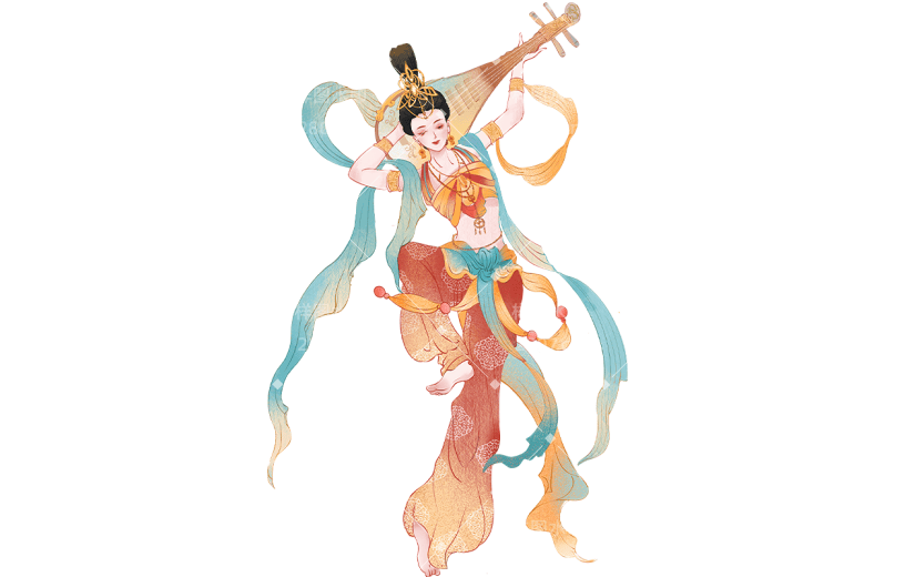 敦煌写实插画飞天仙女人物元素素材
