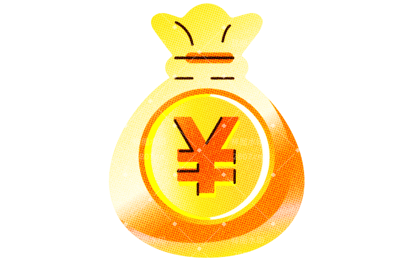 数字钱币人民币扁平RISO插画风格贴纸