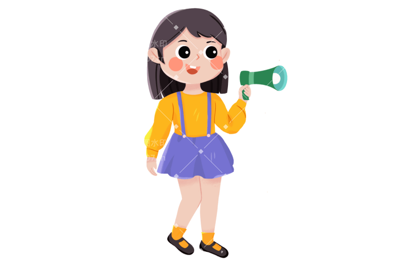 手绘小女孩喇叭播报动作贴纸