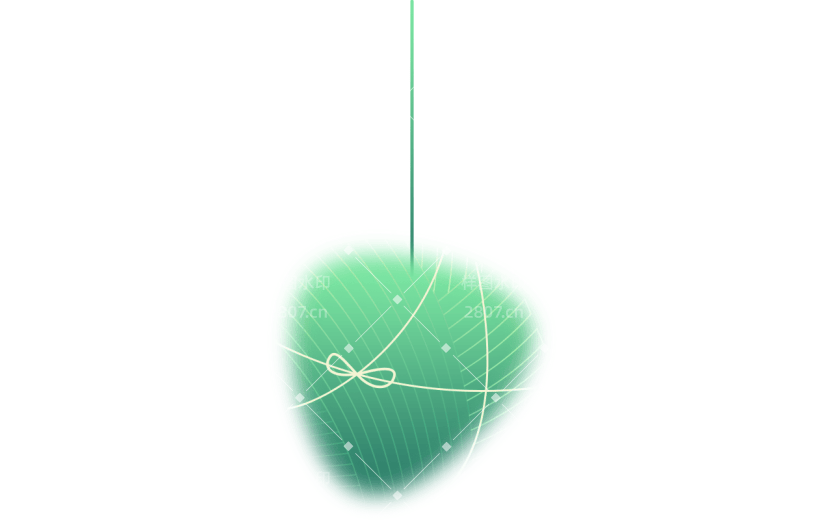 端午节通用绿色弥散插画挂粽子元素素材