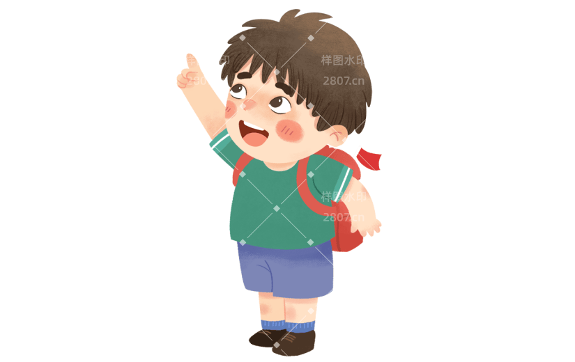 手绘卡通小学生国庆旅游人物贴纸