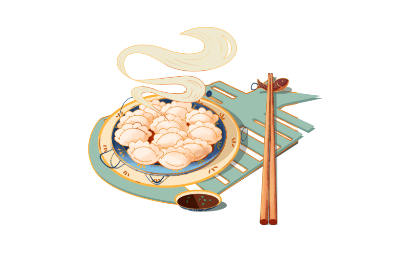 卡通感冬至饺子元素贴纸