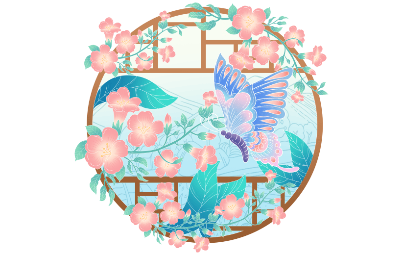 二十四节气立春中国风组合春天春日场景元素素材