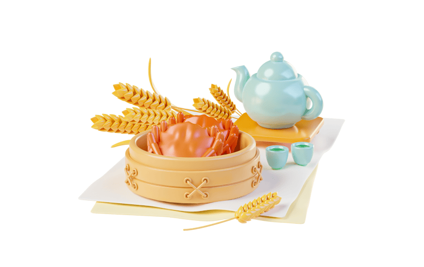 秋分通用3D美食组合元素贴纸