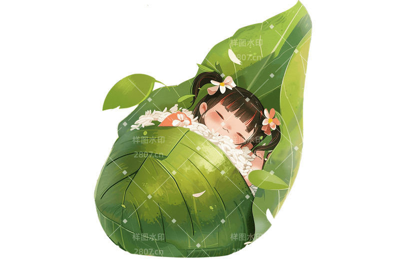 端午节通用插画粽子人物元素素材