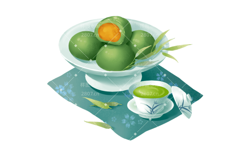 清明节清明写实风插画青团美食元素素材