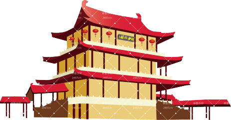 时尚中国风湖南长沙地标杜甫江阁建筑元素
